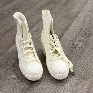 Elegant Cream Lace-Up Boots